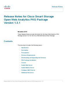 Release Notes for Cisco Smart Storage Open Web Analytics PKG Package Version 1.3.1