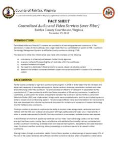 Fact Sheet-Centralized Audio and Video Services (over Fiber)