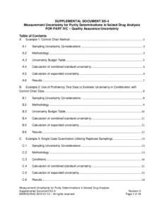SUPPLEMENTAL DOCUMENT SD-4 Measurement Uncertainty for Purity Determinations in Seized Drug Analysis FOR PART IVC – Quality Assurance/Uncertainty Table of Contents A