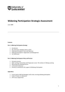 University of Leicester: Widening Participation Strategic Assessment, June 2009