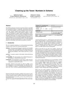 Cleaning up the Tower: Numbers in Scheme Sebastian Egner Philips Research Laboratories Richard A. Kelsey Ember Corporation