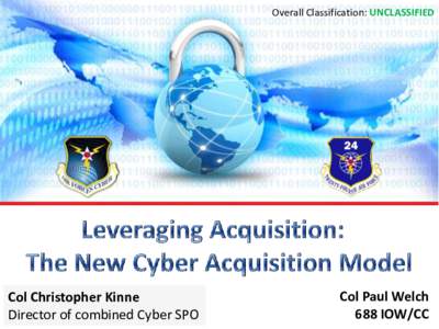 Overall Classification: UNCLASSIFIED  Col Christopher Kinne Director of combined Cyber SPO