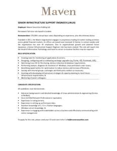 Microsoft Word - MAVEN RECRUITMENT - Senior Infrastructure Support Engineer (Linux
