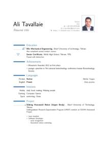 Ali Tavallaie Resumé title Í  Tehran