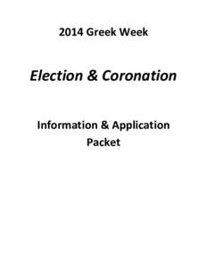 2014 Greek Week  Election & Coronation Information & Application Packet