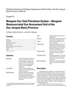 Neogene Gas Total Petroleum System—Neogene Nonassociated Gas Assessment Unit of the San Joaquin Basin Province  1 Petroleum Systems and Geologic Assessment of Oil and Gas in the San Joaquin Basin Province, California