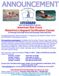2016 American Red Cross Lifeguard Certification Course with Waterfront