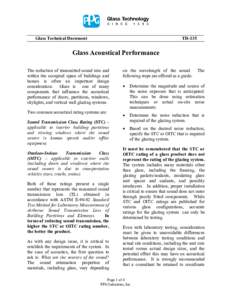 Glass Technical Document  TD-135 Glass Acoustical Performance The reduction of transmitted sound into and