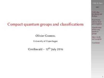 CQG & Class O.G. Cuntz alg., Kirchberg and Phillips