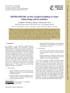 Advances in Science and Research ENVIRO-HIRLAM: on-line coupled modelling of urban meteorology and air pollution