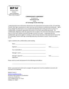 Operational Tools Confidentiality Agreement