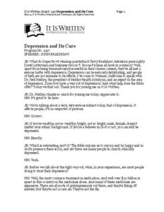 It Is Written Script: 1317 Depression and Its Cure  Page 1 ©2014 It Is Written International Television. All Rights Reserved.