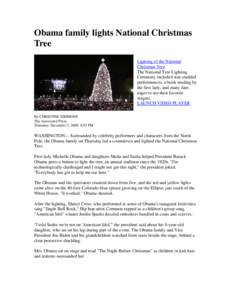 Obama family lights National Christmas Tree
