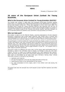 EUROPEAN COMMISSION  MEMO Brussels, 23 September[removed]years of the European Union Contest for Young