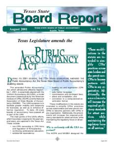 Texas State  Board Report AugustTEXAS STATE BOARD OF PUBLIC ACCOUNTANCY