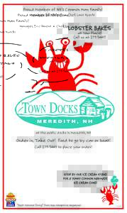 Proud Member of NH’s Common Man Family! Manager, Eric Parent • Chef, Louis Nyecki LOBSTER BAKES at Your Place! Call us at!
