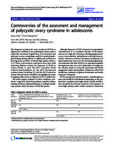 Controversies of the assesment and management of polycystic ovary syndrome in adolescents