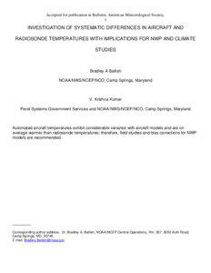 Radiosonde / Weather prediction / Oceanography / TAMDAR / Collocation / Aircraft report / National Weather Service / Aircraft Communications Addressing and Reporting System / Numerical weather prediction / Atmospheric sciences / Meteorology / Aircraft Meteorological Data Relay