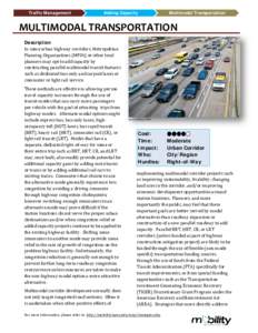 Traffic Management  Adding Capacity Multimodal Transportation