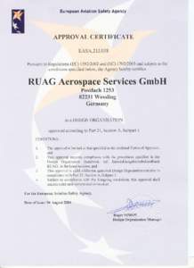 Terms of Approval 21J .038 Issue 8, 25 April 2013 RUAG Aerospace Services GmbH  page 1/2