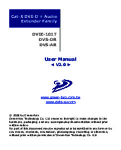 Cat-X DVI-D + Audio Extender Family DVIE-101T DVS-DR DVS-AR