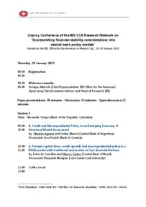 Closing Conference of the BIS CCA Research Network on 