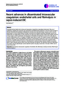 Recent advances in disseminated intravascular coagulation: endothelial cells and fibrinolysis in sepsis-induced DIC