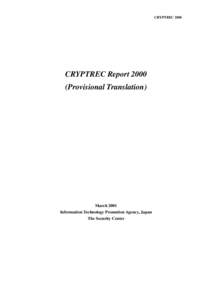 CRYPTREC[removed]CRYPTREC Report[removed]Provisional Translation)  March 2001