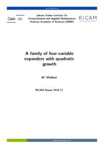 www.oeaw.ac.at  A family of four-variable expanders with quadratic growth M. Makhul