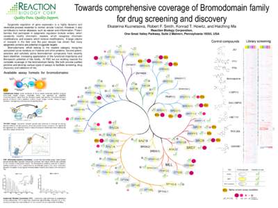 Quality Data. Quality Support.  Towards comprehensive coverage of Bromodomain family for drug screening and discovery  Epigenetic regulation of gene expression is a highly dynamic and