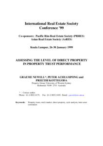 International Real Estate Society Conference '99