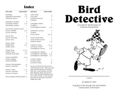 Index Bird name page number  ❑ Anhinga