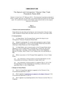 Asylum and Immigration Tribunal (Fast Track Procedure) Rules 2005