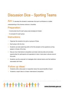 Discussion Dice - Sporting Teams