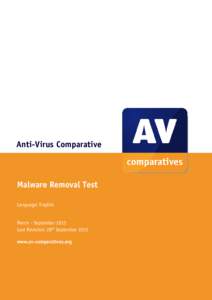 Anti-Virus Comparative  Malware Removal Test Language: English  March - September 2015