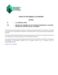 OFFICE OF THE GENERAL ACCOUNTANT NOTICE TO :