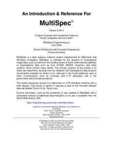An Introduction & Reference For  MultiSpec ©