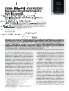 NANO LETTERS Andreev Reflection versus Coulomb Blockade in Hybrid Semiconductor Nanowire Devices
