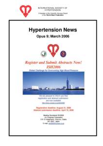 INTERNATIONAL SOCIETY OF HYPERTENSION A Member of the Scientific Advisory Board of the World Heart Federation  Hypertension News