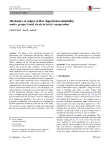 Acta Geotechnica DOIs11440RESEARCH PAPER  Mechanics of origin of flow liquefaction instability