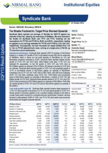 2QFY13 Result Update  Institutional Equities Syndicate Bank 23 October 2012