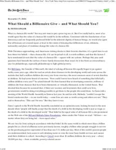 What Should a Billionaire Give – and What Should You? - New Y...