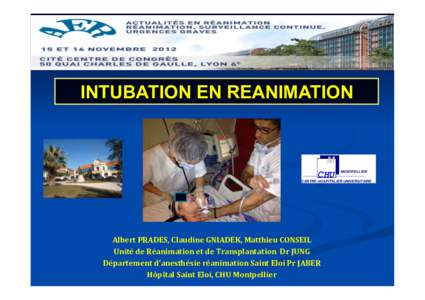 INTUBATION EN REANIMATION  M CHU  MONTPELLIER