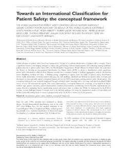 International Journal for Quality in Health Care 2009; Volume 21, Number 1: pp. 2–intqhc/mzn054 Towards an International Classification for Patient Safety: the conceptual framework