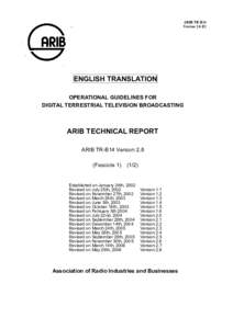 OPERATIONAL GUIDELINES FOR DIGITAL TERRESTRIAL TELEVISION BROADCASTING ARIB TECHNICAL REPORT
