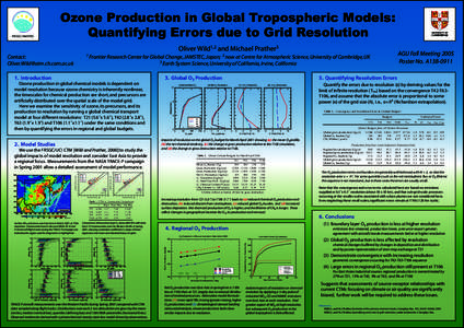 FRCGC/JAMSTEC  Ozone Production in Global Tropospheric Models: Quantifying Errors due to Grid Resolution Oliver Wild1,2 and Michael Prather3 3 Earth System Science, University of California, Irvine, California