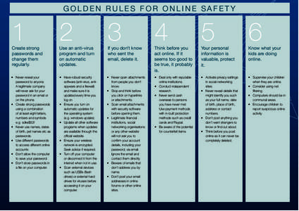GOLDEN RULES FOR ONLINE SAFET Y  1 2