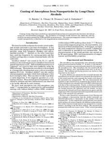 1512  Langmuir 1998, 14, [removed]Coating of Amorphous Iron Nanoparticles by Long-Chain Alcohols