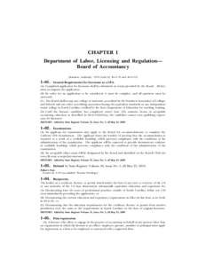 CHAPTER 1 Department of Labor, Licensing and Regulation— Board of Accountancy (Statutory Authority: 1976 Code §§ 40–1–70 and 40–2–70)  1–01.