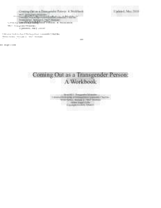 Coming Out as a Transgender Person: A Workbook  Updated, May 2010 MCC Transgender Ministries Universal Fellowship of Metropolitan Community Churches
